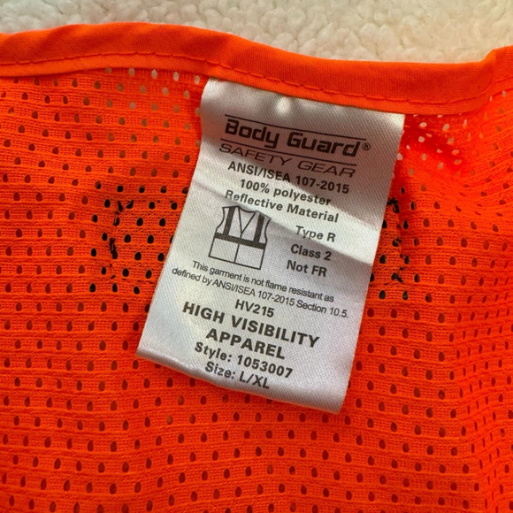 Men's Body Guard Safety Vest L/XL Orange Reflective Material - Picture 4 of 10